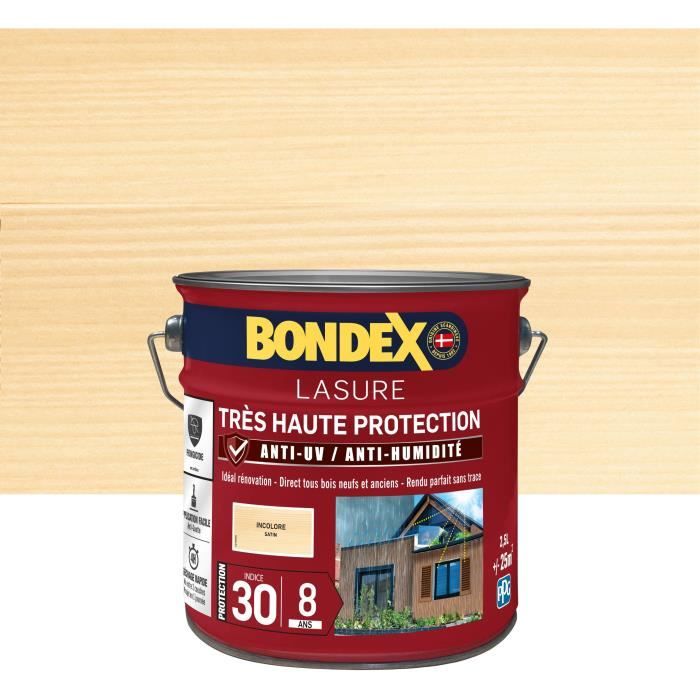 BONDEX - Lasure 8 ans - Indice 30 - Incolore - Satin - 2,5L