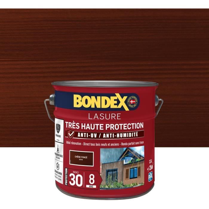 BONDEX - Lasure 8 ans - Indice 30 - Chene Foncé - Satin - 2,5L