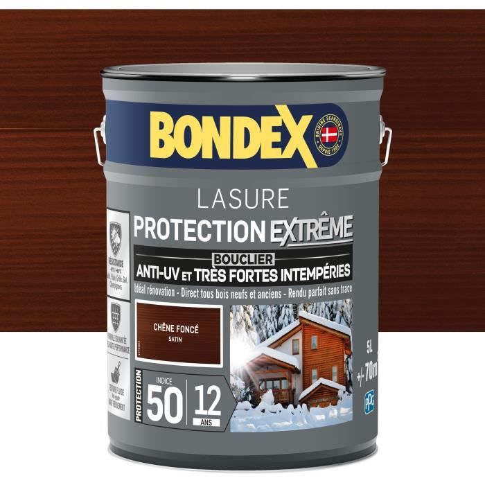 Lasure pour bois protection extreme 12 ans chene fonçé 5L Bondex