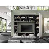 Composition murale TV - PRATO - Gris effet pierre - 277 x 40 x 210 cm
