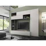 Composition murale TV - PRATO - Gris effet pierre - 277 x 40 x 210 cm