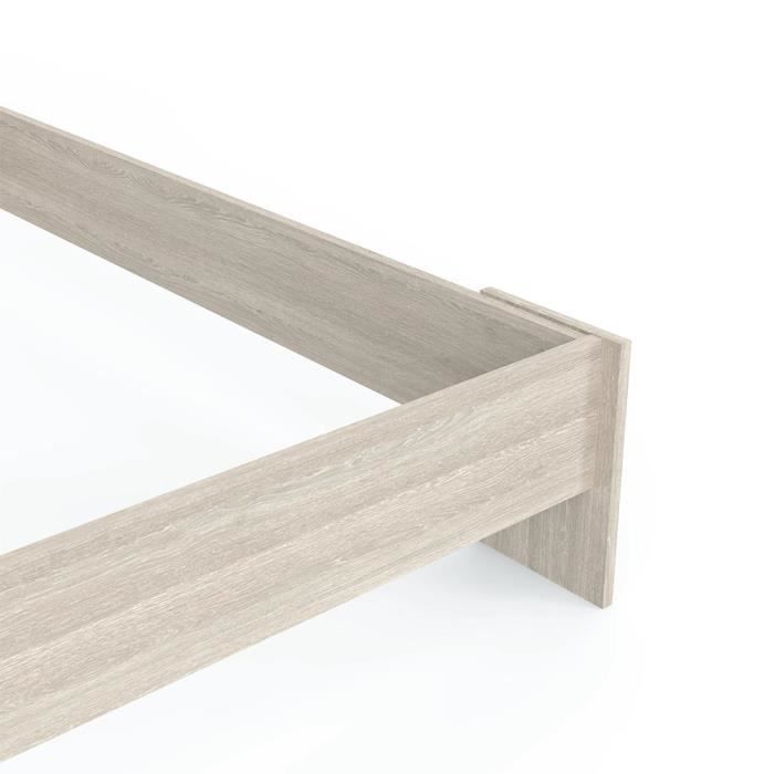 DEMEYERE PRICY Lit 140 x 190/200 cm - Décor Chene shannon - L 145 x P 205 x H 79 cm