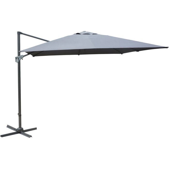 Parasol - Proloisirs - Déporté alu / acier 3x3 - Gris - 8 inclinaisons - Manivelle - Housse + pied inclus
