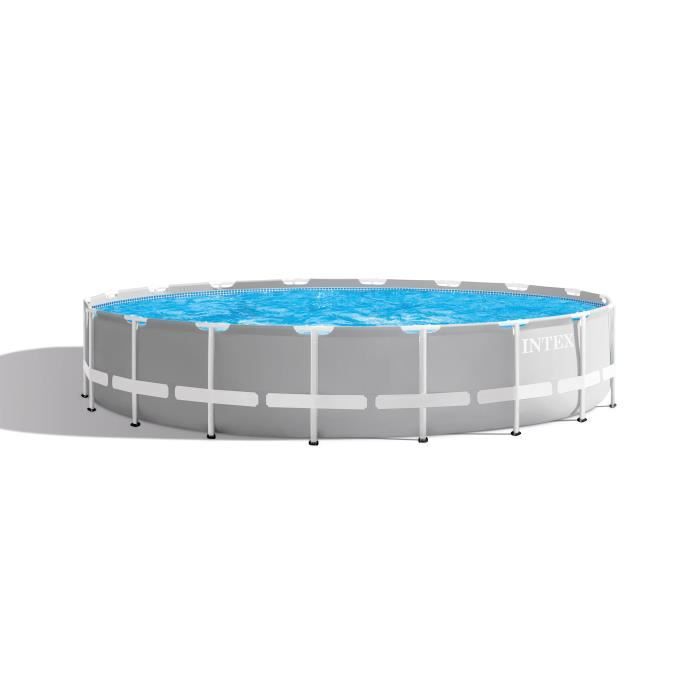 Kit Piscine hors sol tubulaire INTEX - Pris Frame - 549 x 122 cm - Ronde (Pompe, bâche, tapis de sol et échelle) - 26732NP