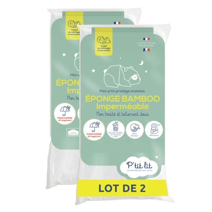 Lot de 2 Proteges Matelas Bébé Bamboo - pour Couffin, Nacelle, Landeau - Alese Imperméable - Viscose Douce - 40x80 cm