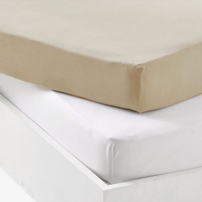Lot 2 drap housse - P'TIT DODO - Jersey - 60 x 120 cm - Blanc / Nude