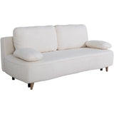 Canapé converible - 3 places - PYLA - Bouclette blanche - Coffre - 203 x 95 x 89 cm