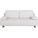 Canapé converible - 3 places - PYLA - Bouclette blanche - Coffre - 203 x 95 x 89 cm