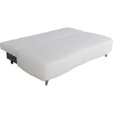 Canapé converible - 3 places - PYLA - Bouclette blanche - Coffre - 203 x 95 x 89 cm