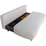 Canapé converible - 3 places - PYLA - Bouclette blanche - Coffre - 203 x 95 x 89 cm