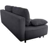 Canapé converible - 3 places - PYLA - Bouclette Noir - Coffre - 203 x 95 x 89 cm