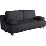 Canapé converible - 3 places - PYLA - Bouclette Noir - Coffre - 203 x 95 x 89 cm