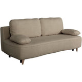 Canapé converible - 3 places - PYLA - Bouclette taupe - Coffre - 203 x 95 x 89 cm