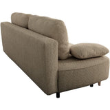 Canapé converible - 3 places - PYLA - Bouclette taupe - Coffre - 203 x 95 x 89 cm