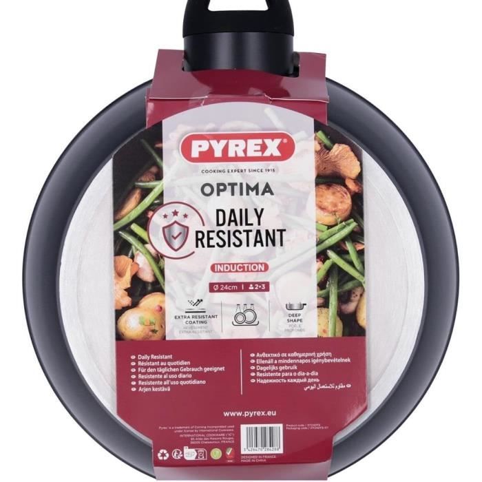 Poele profonde - PYREX - 1455025 - En aluminium forgé - Antiadhésif - 24 cm - Sans PFAS