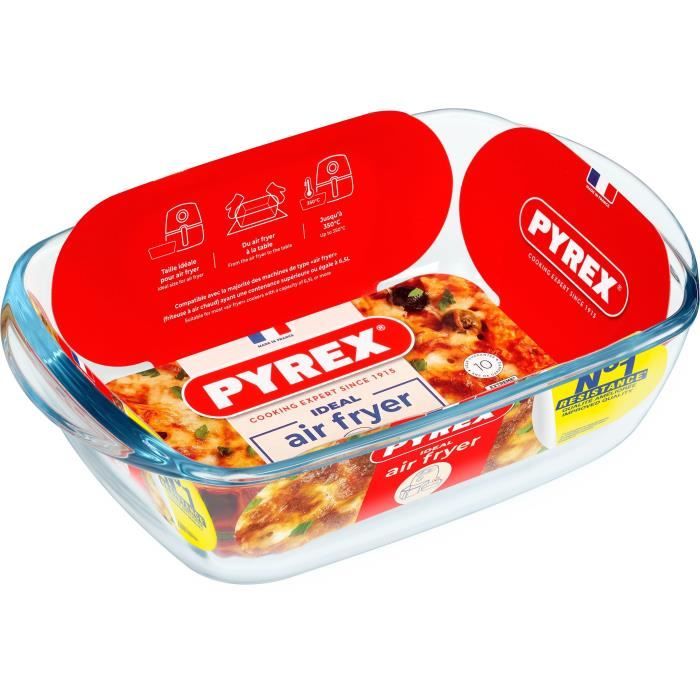 Plat air fryer - PYREX - 1450143 - Rectangulaire - En verre borosilicate - 23 x 15 cm