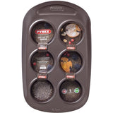 Moule a muffin - PYREX - 1452001 - Rond - En acier carbonne - Antiadhésif - 6 trous