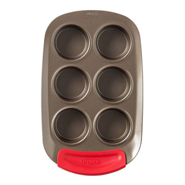 Moule ŕ muffin - PYREX - 1452001 - Rond - En acier carbonne - Antiadhésif - 6 trous