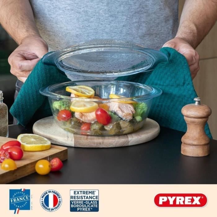 Cocotte - PYREX - 1450096 - Ronde - En verre borosilicate - 2,1 litres