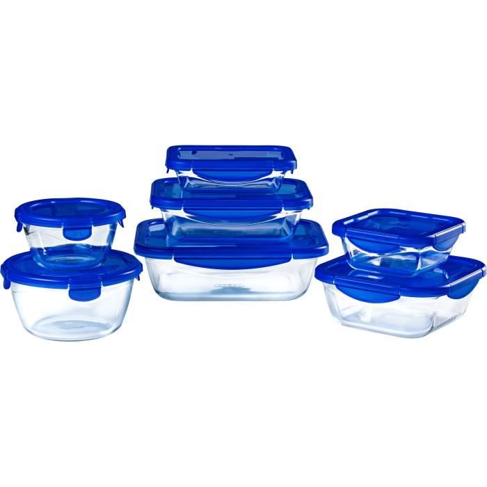 Lot de 7 Boîtes de conservation - PYREX - Cook & Go - Verre - Couvercle étanche