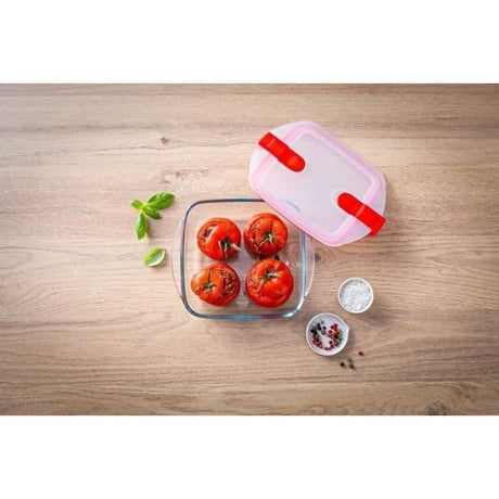 Boîte rectangulaire avec couvercle - PYREX - 1451021 - 20 x 17 cm - 1 L - Cook & Heat - Base en verre borosilicate