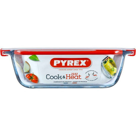 Boîte rectangulaire avec couvercle - PYREX - 1451024 - 23 x 15 cm - 1,1 L - Cook & Heat - Base en verre borosilicate