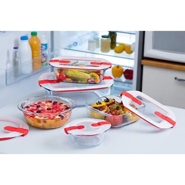 Boîte rectangulaire avec couvercle - PYREX - 1451025 - 28 x 20 cm - 2,5 L - Cook & Heat - Base en verre borosilicate