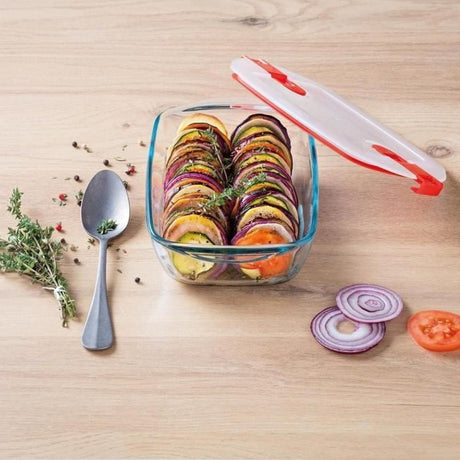 Boîte rectangulaire avec couvercle - PYREX - 1451023 - 17 x 10 cm - 400 ml - Cook & Heat - Base en verre borosilicate