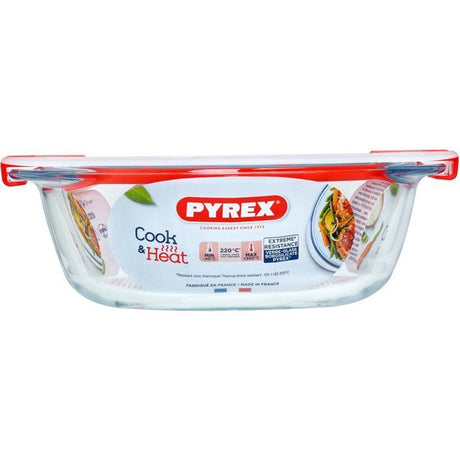 Boîte ronde avec couvercle - PYREX - 1451018 - 20 x 18 cm - 1,1 L - Cook & Heat - Base en verre borosilicate
