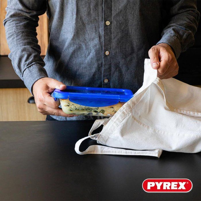 Lot de 2 boîtes de conservation carrées - PYREX - COOK & GO - Hermétique - 0,8 L et 1,9 L - Verre
