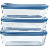 Lot de 3 Boîtes de conservation avec couvercle - PYREX - Zero Plastic - Verre - Rectangulaire - 0,8 L