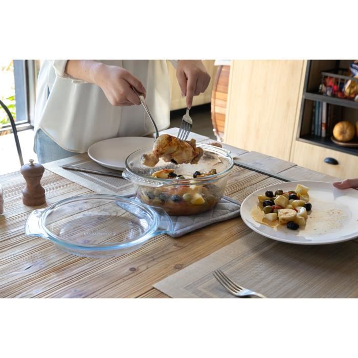 Lot de 2 cocottes - PYREX - Verre - Rond - 2,3 L