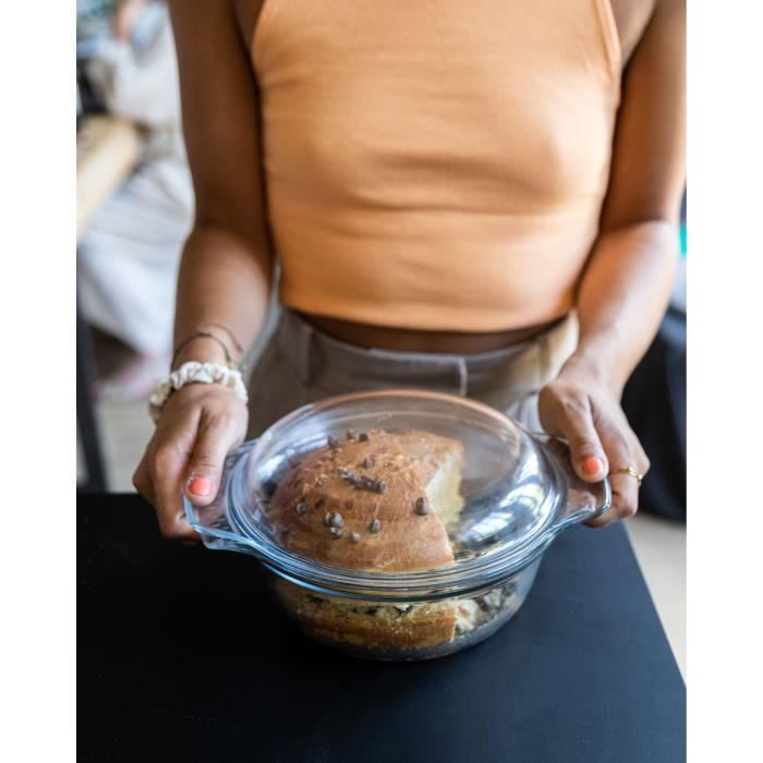 Lot de 2 cocottes - PYREX - Verre - Rond - 1,6 L