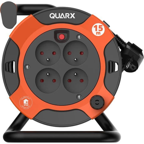 Enrouleur - QUARX - Bricolage - 15m, H05VV-F 3G1,5mm˛, disjoncteur thermique