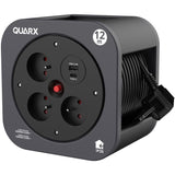 Enrouleur - QUARX - S-Box - 12m, 3 prises 16A, USB Type A et C
