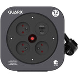 Enrouleur - QUARX - S-Box - 12m, 3 prises 16A, USB Type A et C