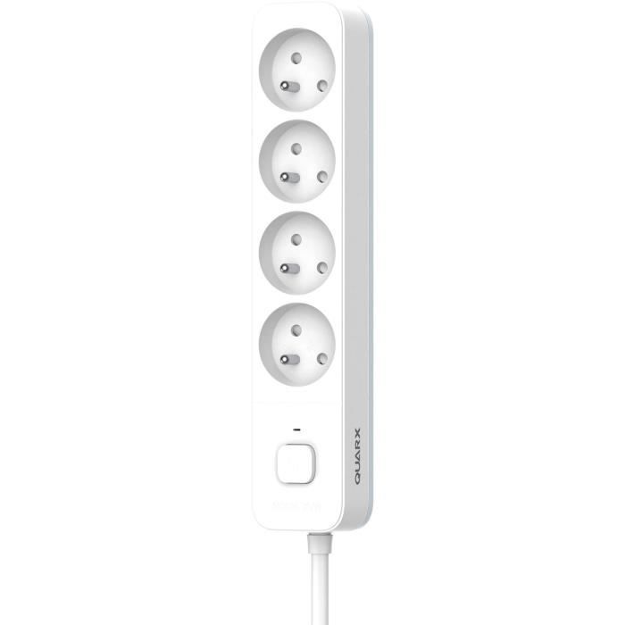 Multiprise - QUARX - 4 prises - Avec 3 ports USB, câble 1,5m