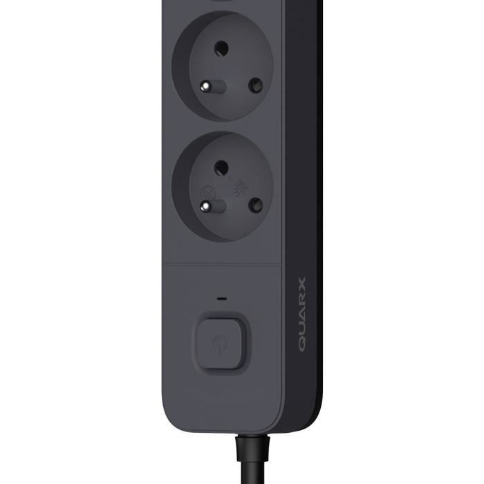 Multiprise - QUARX - 4 prises - Avec 3 ports USB, câble 1,5m