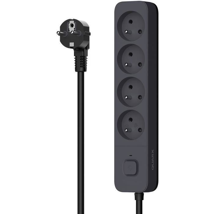 Multiprise - QUARX - 4 prises - Avec 3 ports USB, câble 1,5m