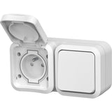 Va-et-vient + prise 2P+T - QUARX - Aqua Pro - IP55 - Prise 16A + Inter 10A - Connexion rapide - Blanc