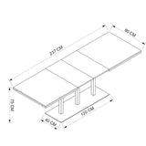 Table a manger extensible QUADRATO - 8 a 12 personnes - Mélaminé chene et noir - L160-240 x H75 x P80 cm