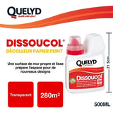 Décolleur papier peint - QUELYD - Dissoucol - Lessive - Supprime les résidus - Flacon 500 ml (280 m˛)