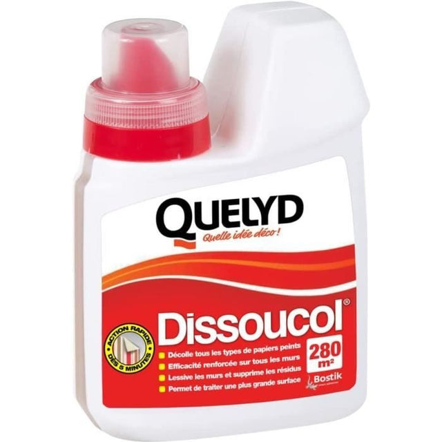 Décolleur papier peint - QUELYD - Dissoucol - Lessive - Supprime les résidus - Flacon 500 ml (280 m˛)