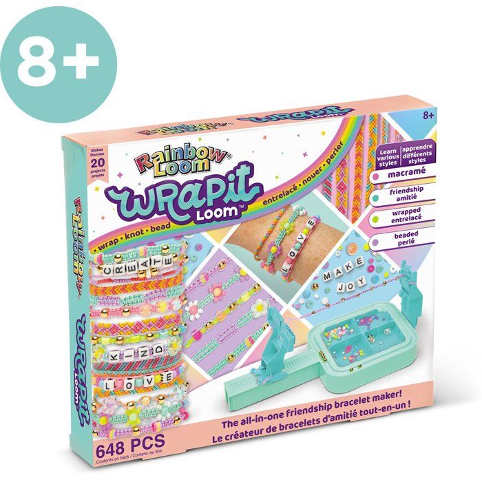 Kit de création de bracelets d'amitié - BANDAI - Rainbow Loom - Wrapit - 648 pieces - 20 projets DIY