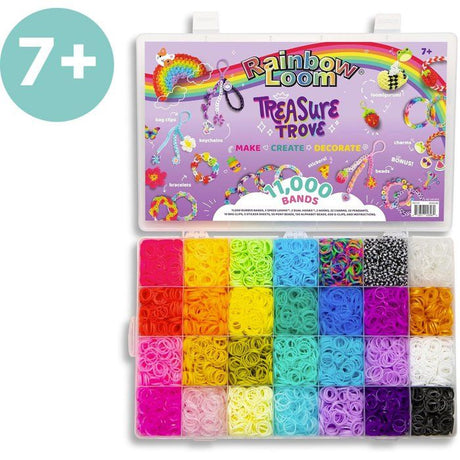 Kit créatif DIY bracelets élastiques - BANDAI - Rainbow Loom - Treasure Trove - 11 000 élastiques et accessoires