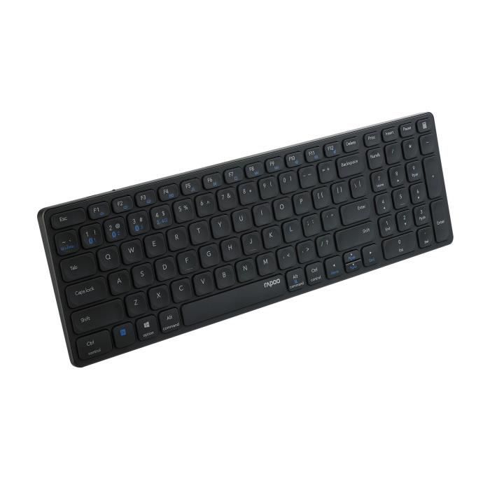 Ensemble clavier souris - RAPOO - 9700M - Sans fil - AZERTY - Ultra-slim - Noir