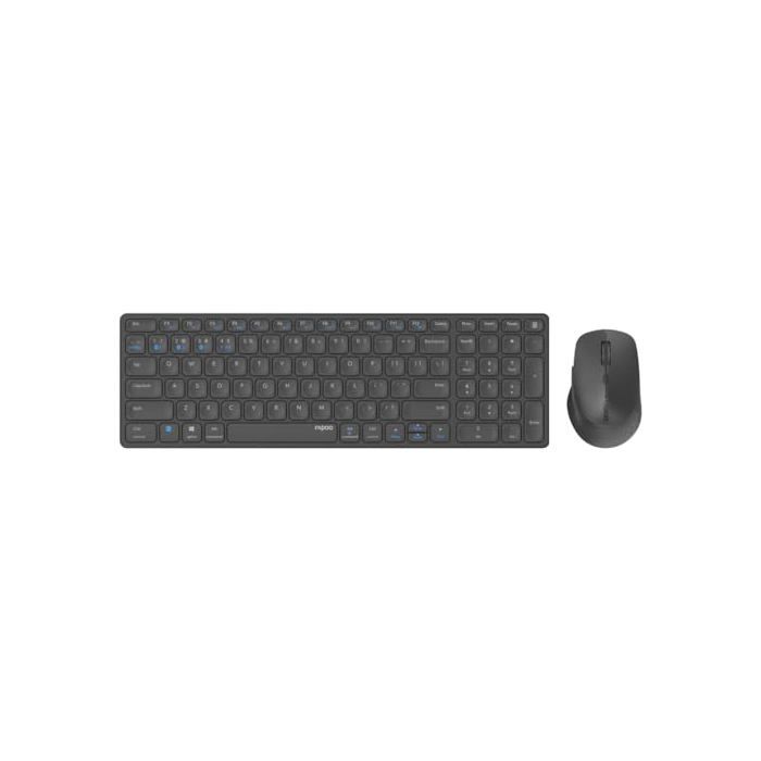 Ensemble clavier souris - RAPOO - 9700M - Sans fil - AZERTY - Ultra-slim - Noir