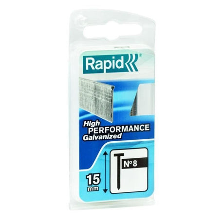 Clous - RAPID - 1000 pointes 8/15mm galvanisées - Acier galvanisé - Usage bois