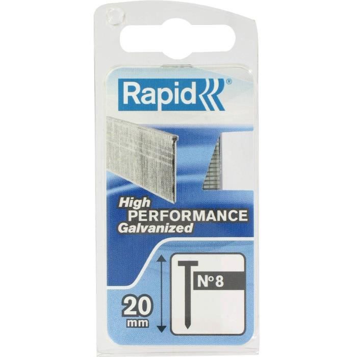 Clous galvanisés RAPID N°8/20 mm - Fil fin - Idéal pour la finition - Gris