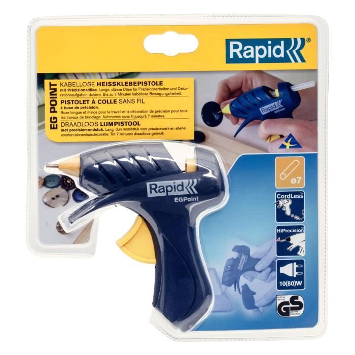 Pistolet a colle sans fil - RAPID - EGPoint - Buse de 8mm - Cordon amovible - Batterie fournie